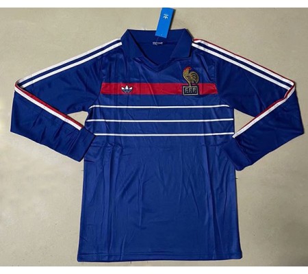 France 1984 EuroCup Home Blue Long Sleeve Soccer Jersey